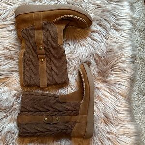 American Eagle Brown Suede and Knit Boots